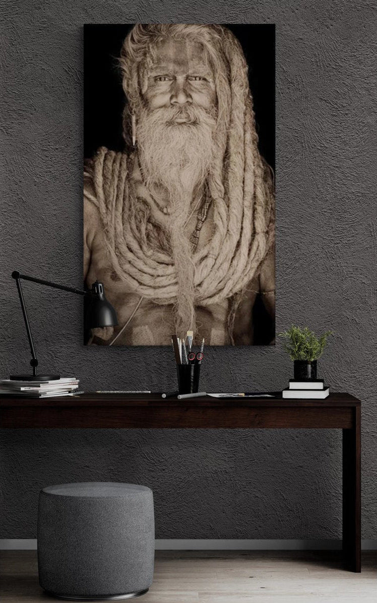 Gobelin Tapestry 75/125 - Gangadas Baba Black, WH1795 Stretched-without frame