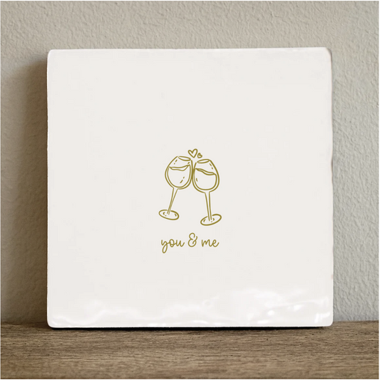 Keramikfliese, Deko-Kachel - you and me, 10x10cm