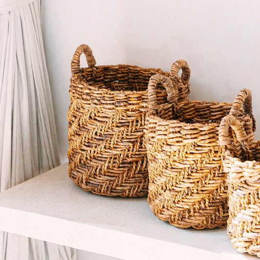 Boho plant basket 'Rinjani' - decorative basket made of banana fibers (3 sizes)
