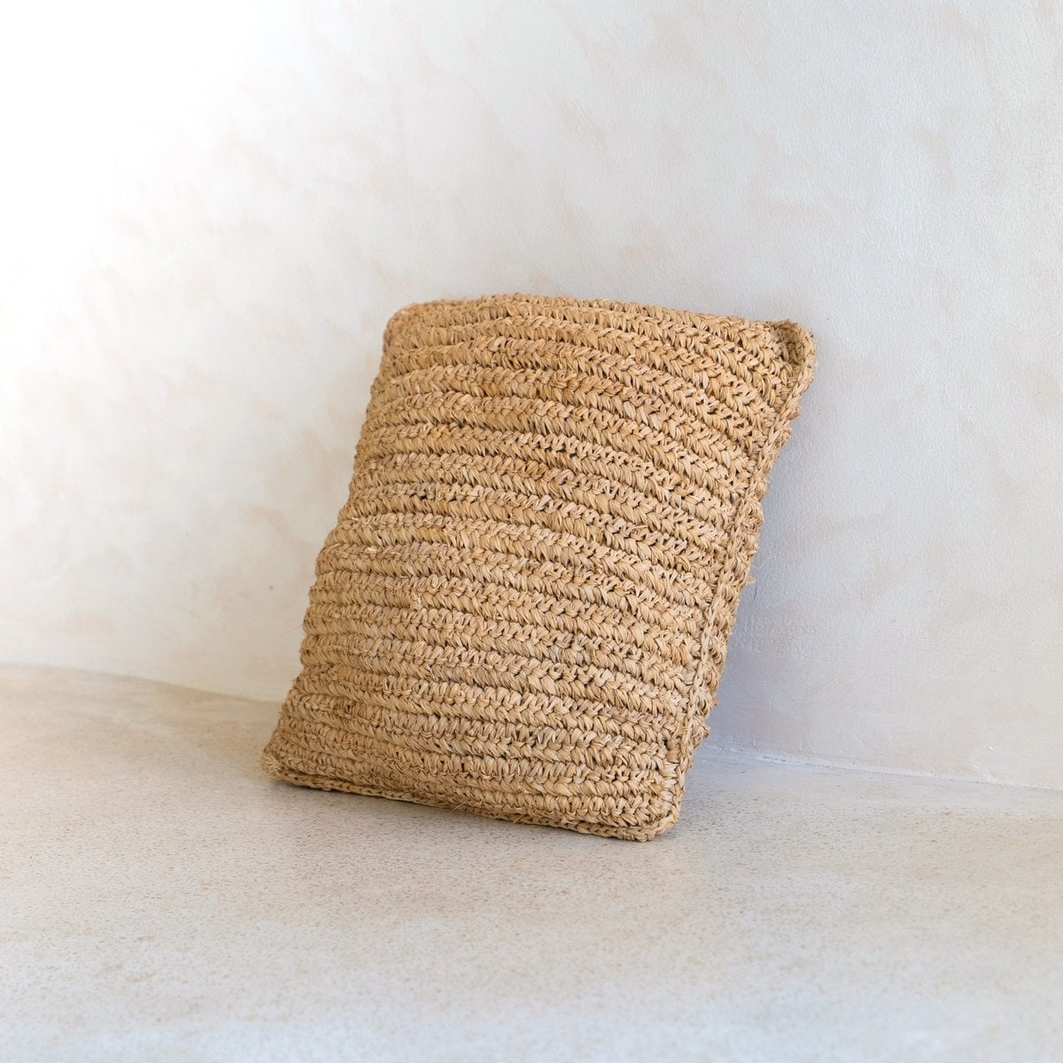 Kissen aus Raffia - 40x40  Natural beige, handgefertigt