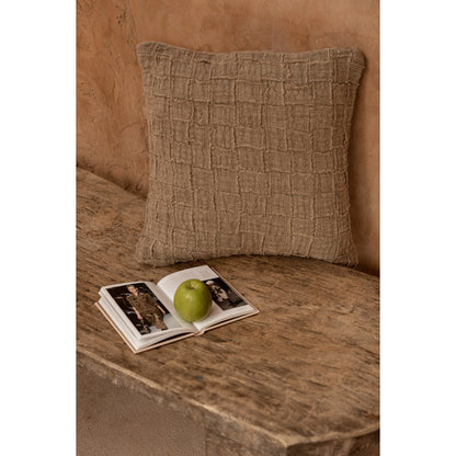 The Linen-Damier Cushion Cover, Natural 50x50