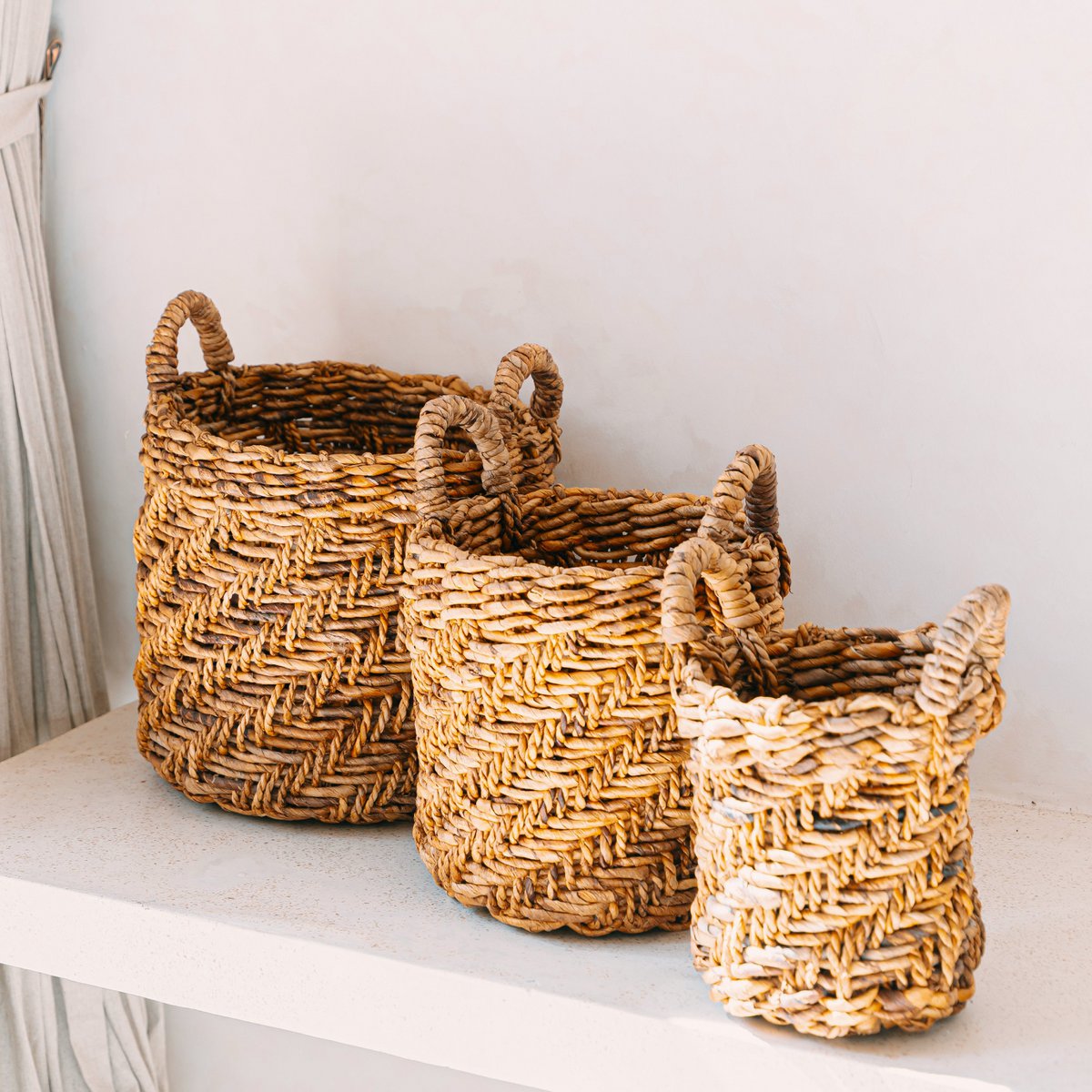Boho plant basket 'Rinjani' - decorative basket made of banana fibers (3 sizes)