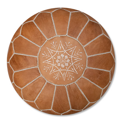 Lederhocker, Pouf - naturbraun (XL)