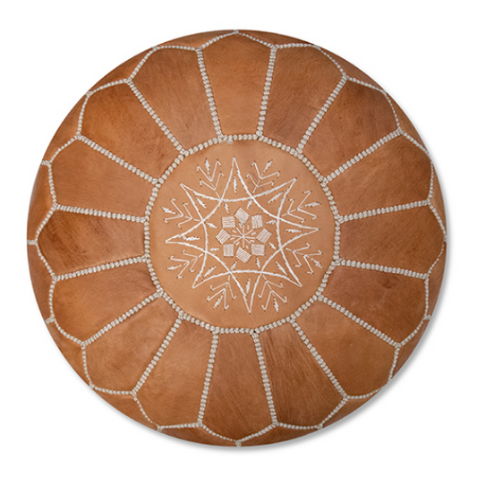 Lederhocker, Pouf - naturbraun (XL)