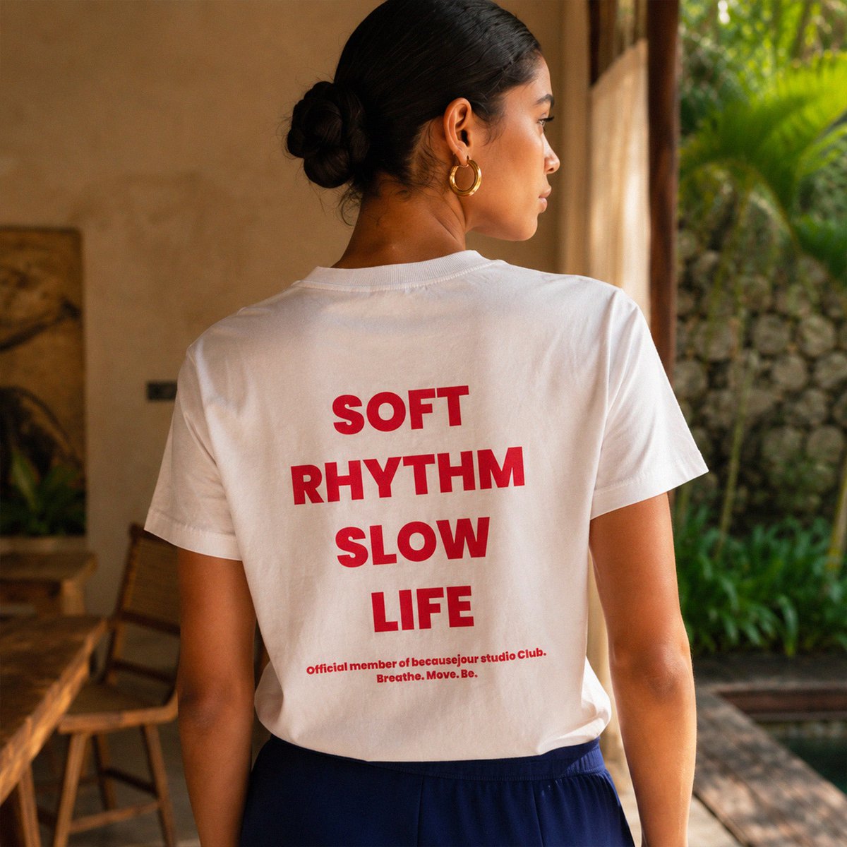 T-Shirt "Yoga" red - Soft Rhythm, Slow Life