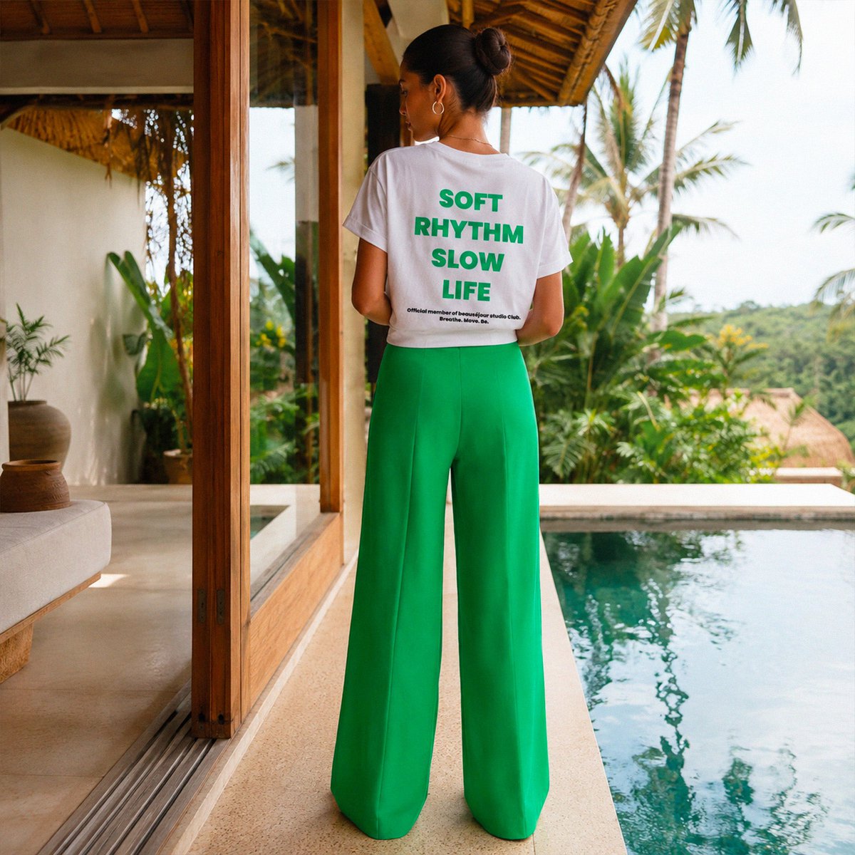 T-Shirt "Yoga" green - Soft Rhythm, Slow Life
