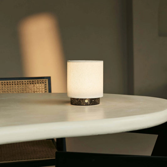 Wiederaufladbare Mamor-Tischlampe 'Mauve Beige & Brown / Emperador Dark' - 3 Lichtmodi, kabellos