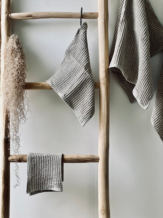 Handtuch aus Leinen, Waffelmuster