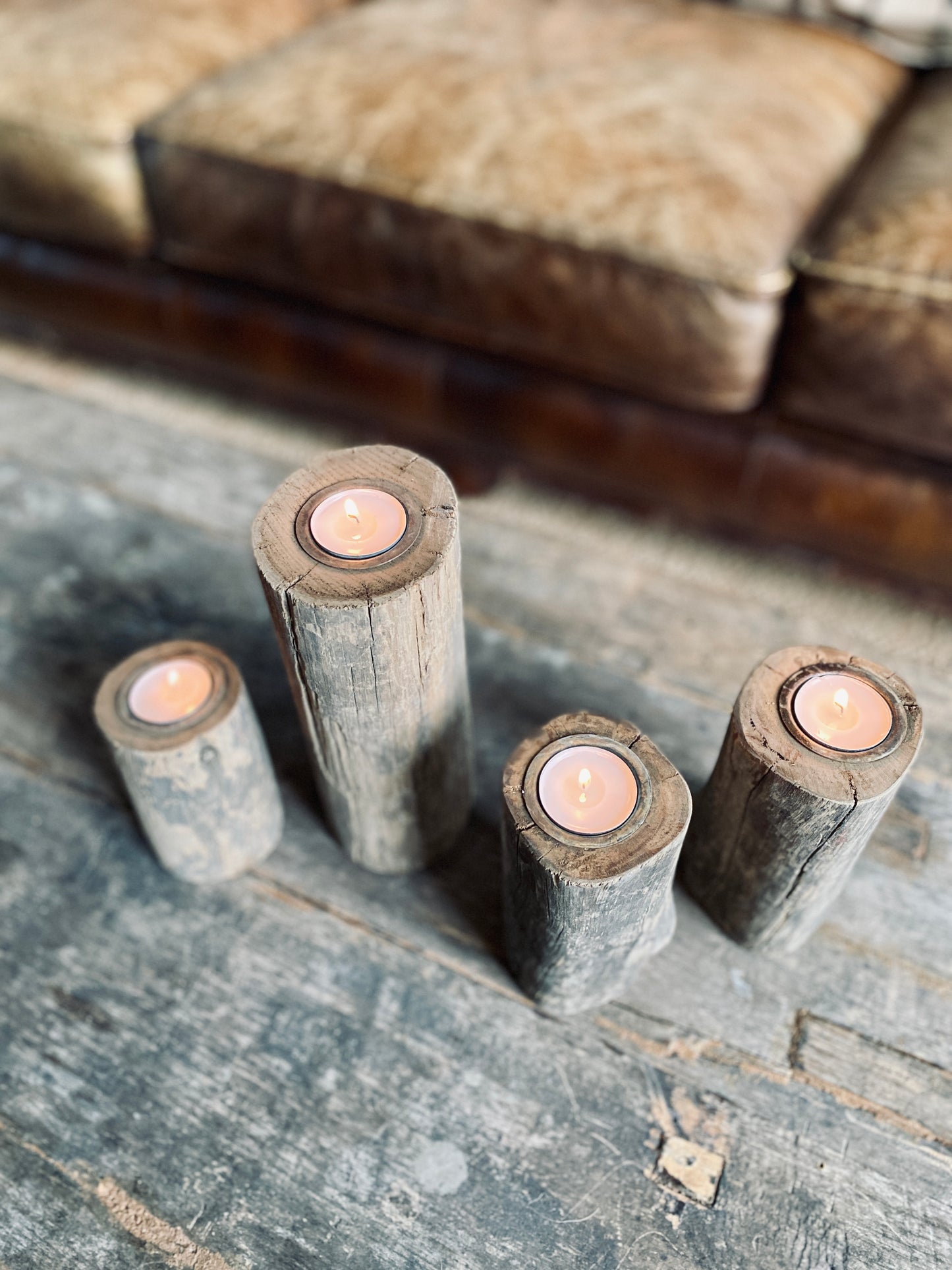 Tealight - wooden trunk, recycled wood