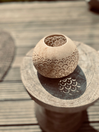 "Coconut" lanterns - set of 3 made of coconut shells, natural decoration