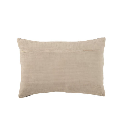 Cushion with block stripes - linen, beige black - long