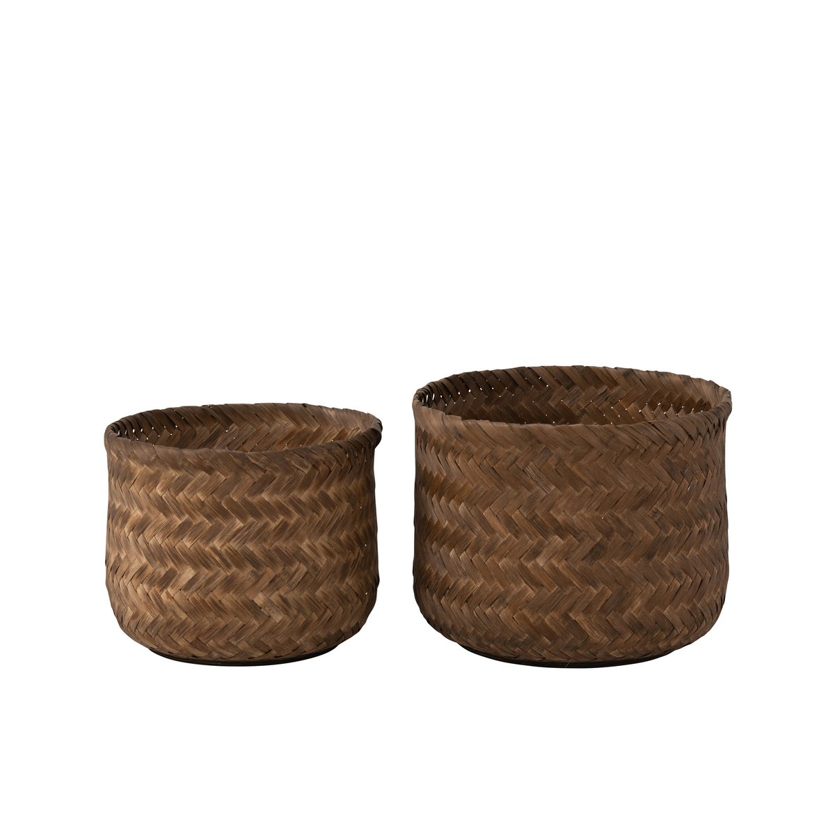 Simple baskets in a set of 2 made of bamboo - dark brown