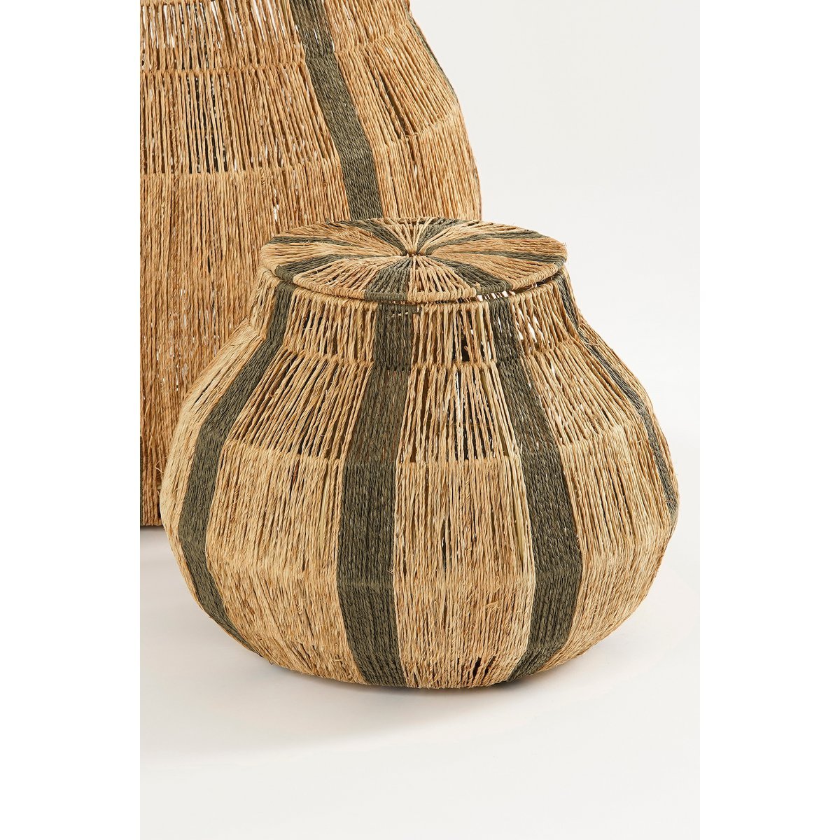 Liliano basket set of 2, H48 x Ø50 cm, jute - dark green