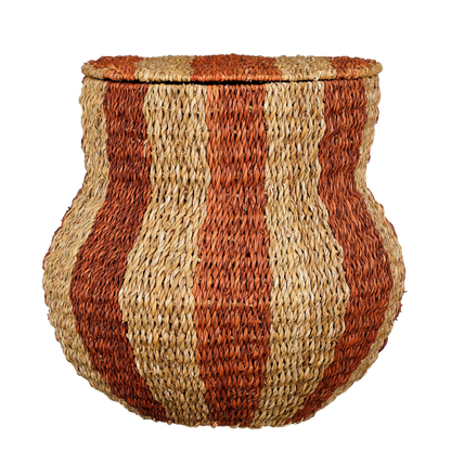 Tacoma storage basket with lid, jute orange H47 x Ø50 cm