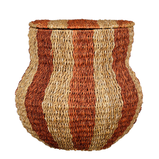 Tacoma storage basket with lid, jute orange H47 x Ø50 cm