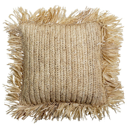Decorative cushion with filling, deco cushion GANDI made of raffia