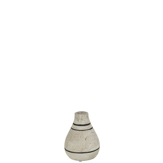 Kleine Deko Vase Stripe, Terrakotta Beige/Schwarz