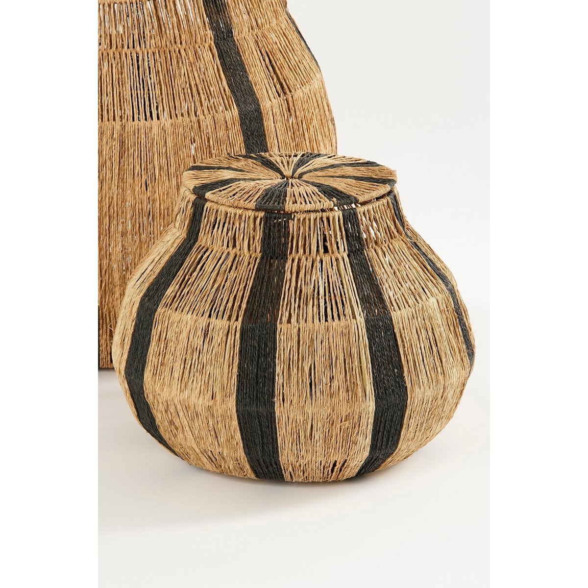 Liliano basket set of 2, H48 x Ø50 cm, jute - black