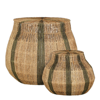 Liliano basket set of 2, H48 x Ø50 cm, jute - dark green