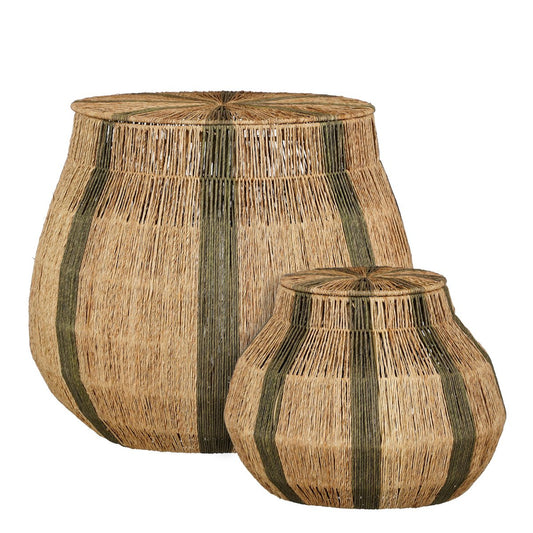 Liliano basket set of 2, H48 x Ø50 cm, jute - dark green