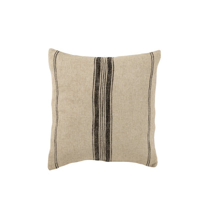 Cushion with stripes - linen, beige black 45 x 45 cm