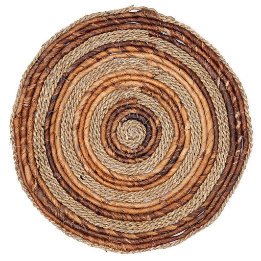 Placemat (set of 4 or 6) MATARAM | Boho round placemat made of banana fiber &amp; seagrass 38 cm