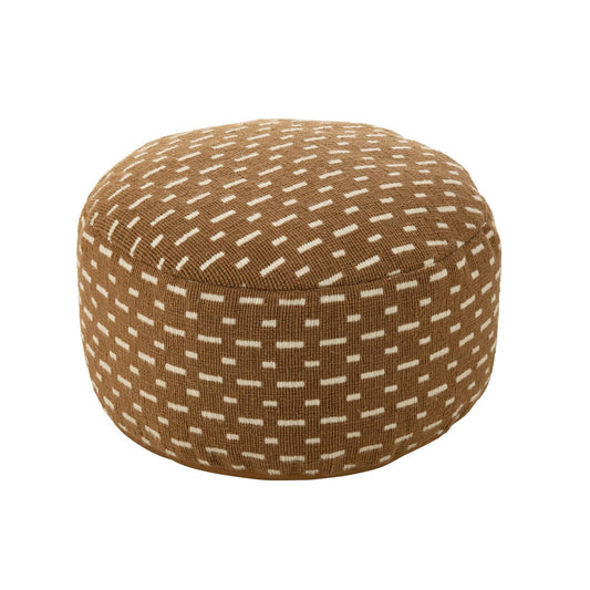 Pouf Round Lines, Outdoor Polyester - Brown/White Stripes