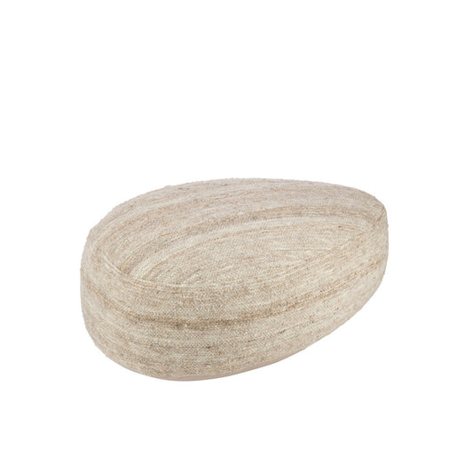 Pouf Stone, two-tone fabric - wool beige