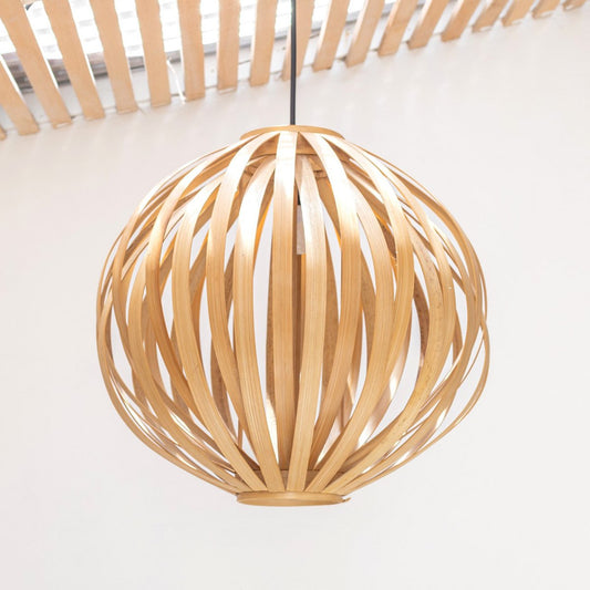 Bambuslampe UBUD - kugelförmige Deckenleuchte, Lampenschirm aus Naturfasern