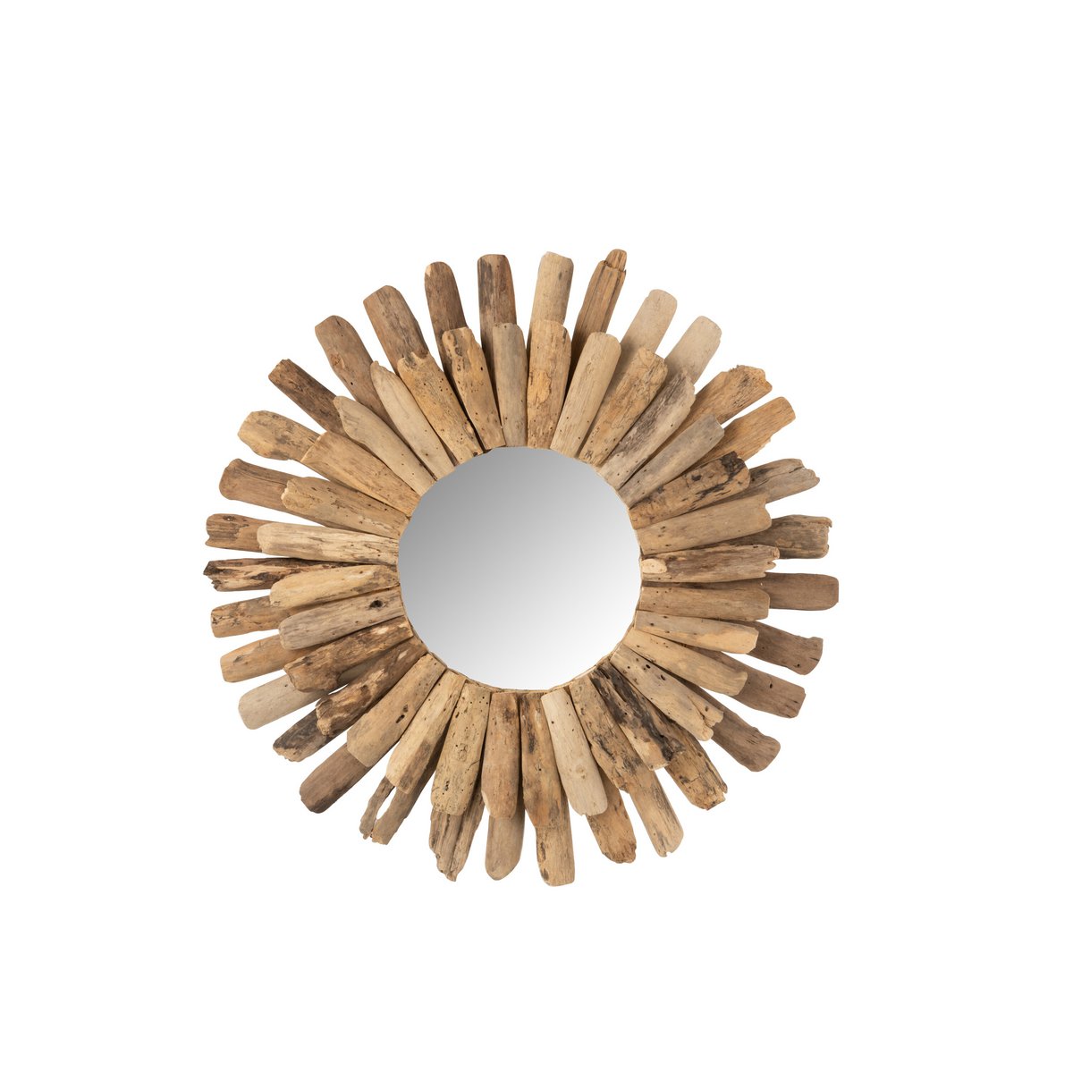 Round mirror made of driftwood - Natural Large