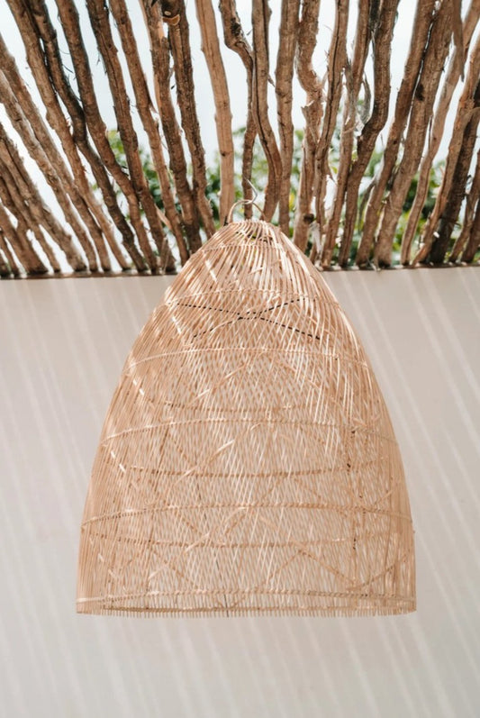 Large Rattan Lampshade, The Twister Pendant Light - Natural - M