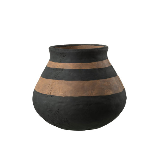 Vase Kenya Low - Keramik - schwarz/braun, groß