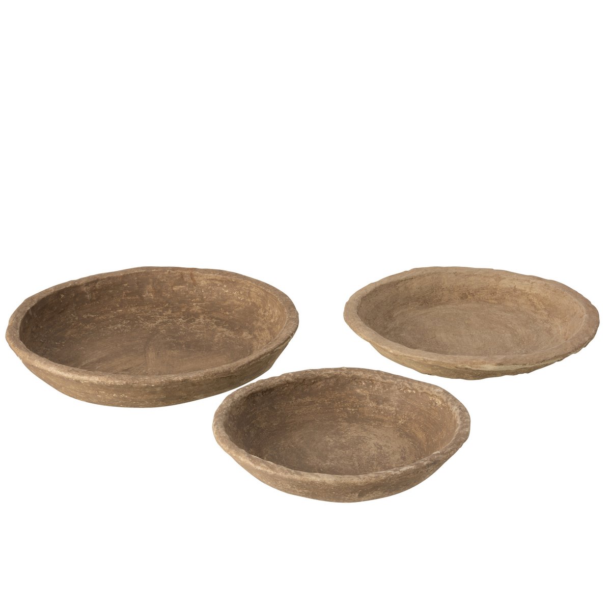 Set of 3 decor bowls, papier-mâché - brown