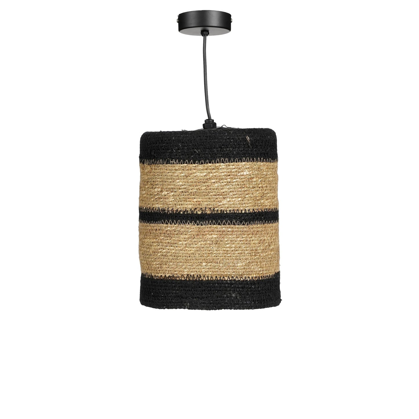 Jinx hanging lamp made of jute, ethnic black - H20 x Ø15 cm