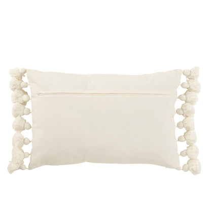 Cushion with tassels, long - white, 60 x 40 cm
