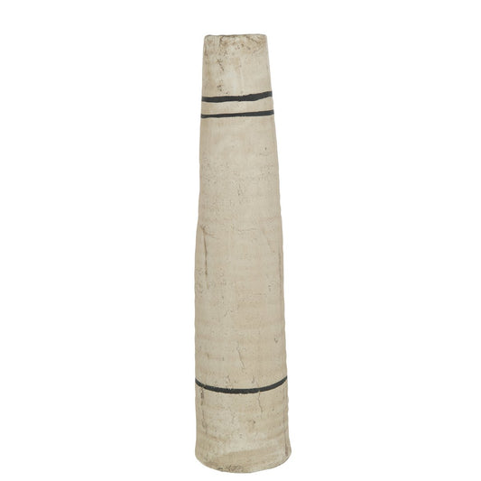 Narrow decorative vase, High Stripe - Terracotta Beige/Black - L