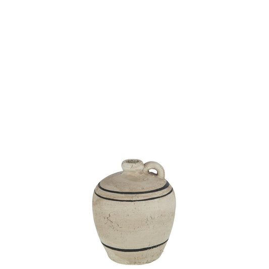 Handmade decorative jug Stripe, Terracotta Beige/Black - Small
