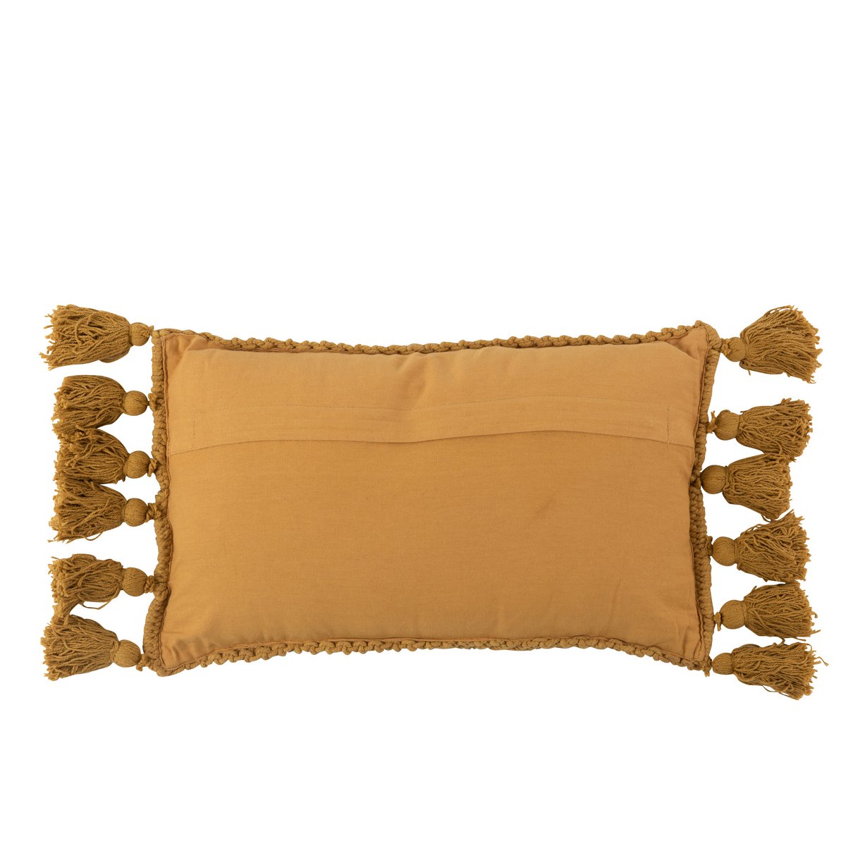 Cushion with tassels, long - ochre, 60 x 30 cm
