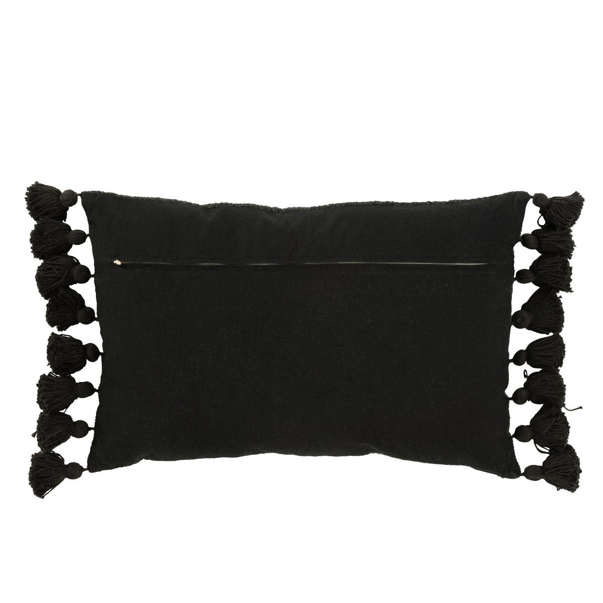 Cushion with tassels, long - black, 60 x 40 cm