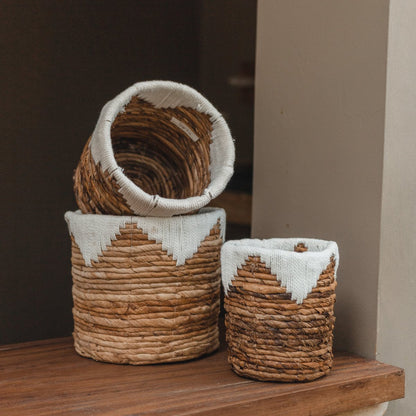 Small seagrass basket MENIK - Plant basket - Woven boho basket, macrame basket