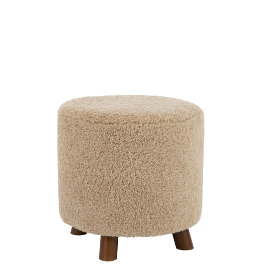 Pouf with wooden feet, beige
