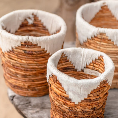 Small seagrass basket MENIK - Plant basket - Woven boho basket, macrame basket