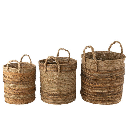Set of 3 baskets Lucie - Raffia Natural