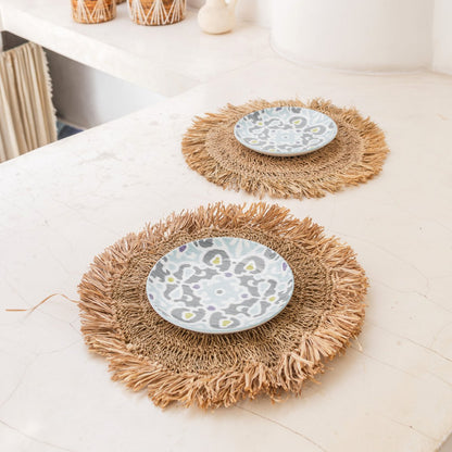 Round placemat WAISAI (set of 4 or 6) 45 cm - Boho placemat made of raffia