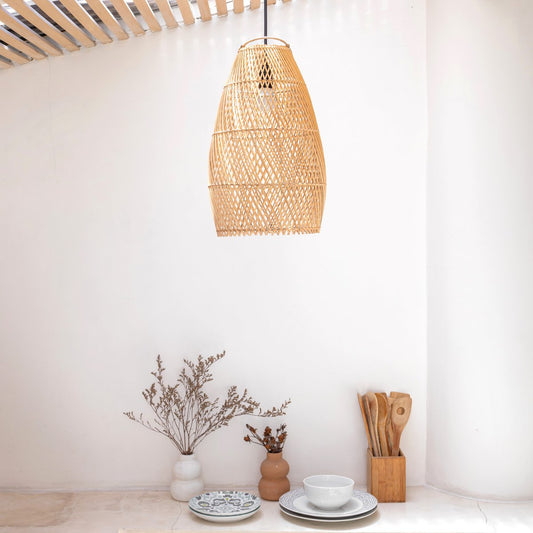 Boho lampshade TABUNG - rattan ceiling light