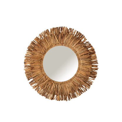 Round mirror Greece made of water hyacinth - natural