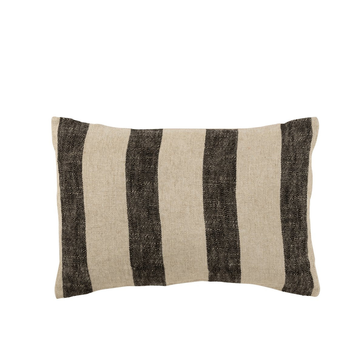 Cushion with block stripes - linen, beige black - long