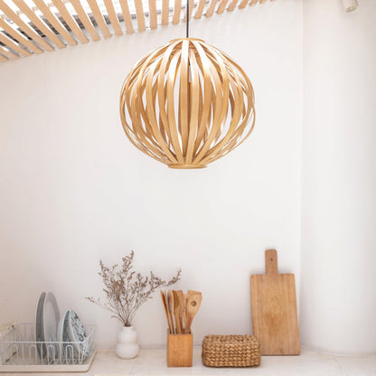 Bamboo lamp UBUD - spherical ceiling lamp, lampshade made of natural fibers