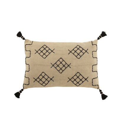 Pillow with embroidery "Ethno Soul" and tassels - long
