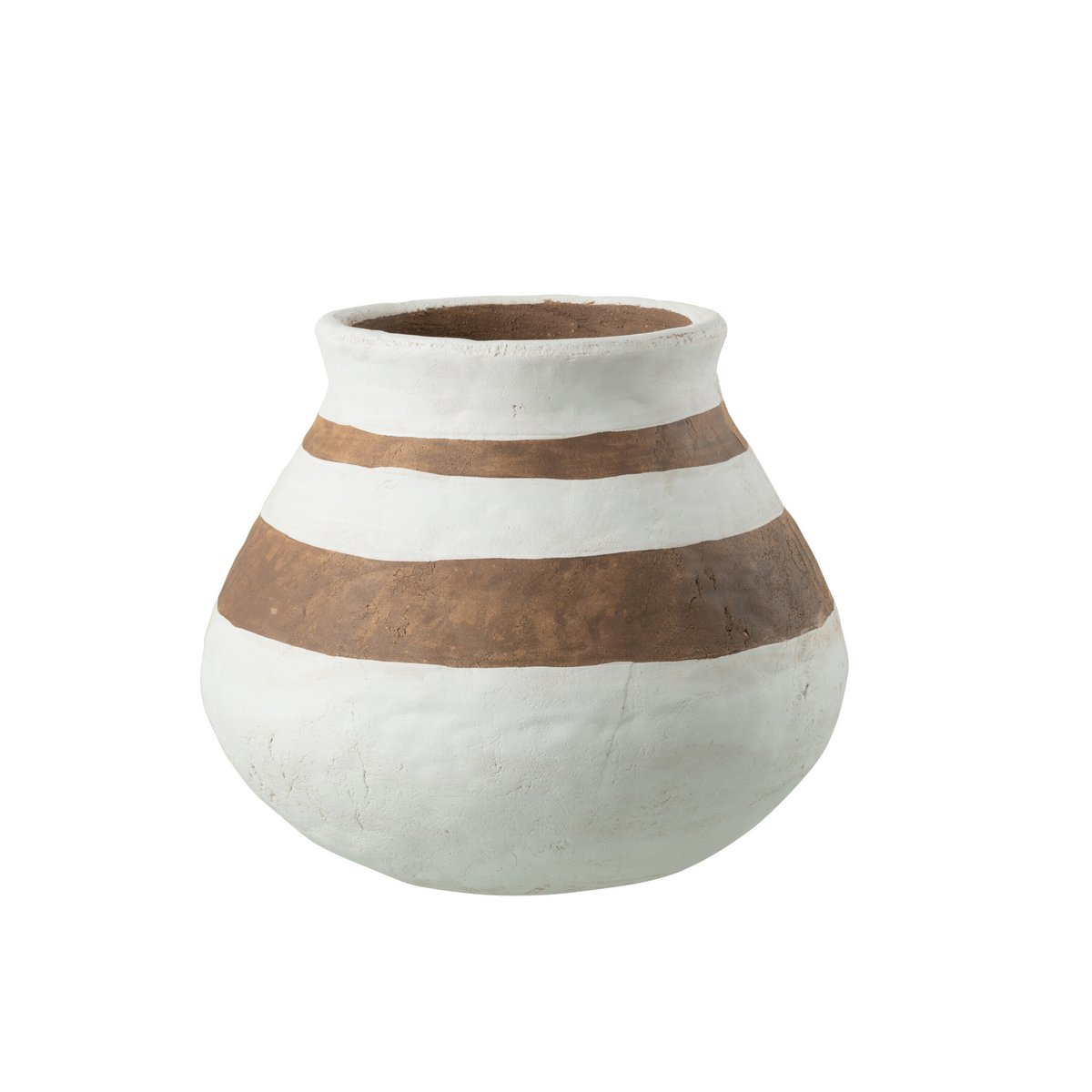 Vase Kenya Low - Keramik, weiß/braun, groß